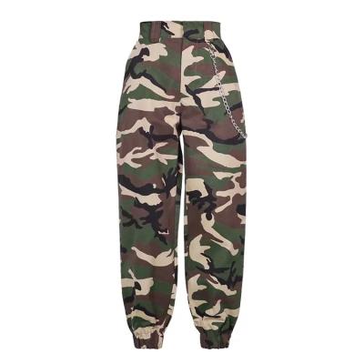 China 2019 new custom cheap wholesale women viable camouflage cargo high waisted harem pants from china for sale