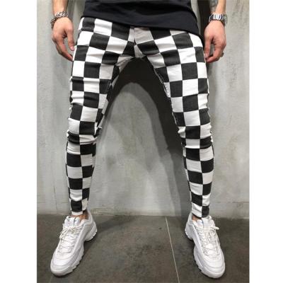 China FREE SHIPPING Fashionable Men's Nre Summer Slim Pencil Pants Comfortable Stretchy Casual Striped Plaid Pants for sale