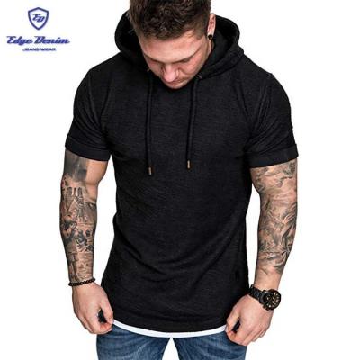 China Viable Summer Men's Summer T-shirts Pattern Slim Fit Plus Size Hooded Casual Short Sleeve Blouse Top Fashion High Quality for sale