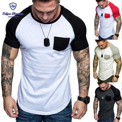 China China factory OEM viable logo polyester short sleeve men's patchwork T-shirt for sale