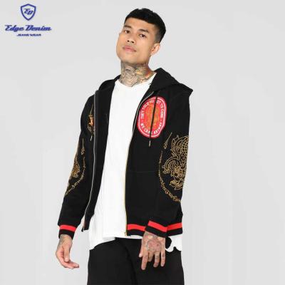 China China Factory Anti-Shrink OEM Ribbed Cuff/Bottom Front Zipper Closure 100% Cotton Dropped Hoodie Sweatshirt Zipper Men for sale