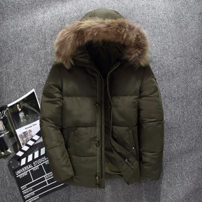 China Anti-wrinkle down jacket men's raccoon coat short warm outdoor thickened hooded men's raccoon coat for sale