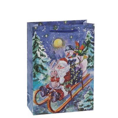 China Recycled Materials Christmas gift greeting shopping paper bag for sale