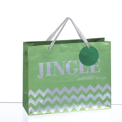 China Recycled Materials Laser holographic  gift greeting Shopping Paper Bag for sale