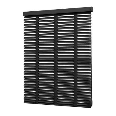 China Easy Clean Black Manual Lift Roller Shutter Shading Wooden Shutter for sale