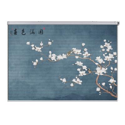 China Easy Clean Design Customized Ink Style Flower And Bird Drawing Aluminum Waterproof Shutter for sale