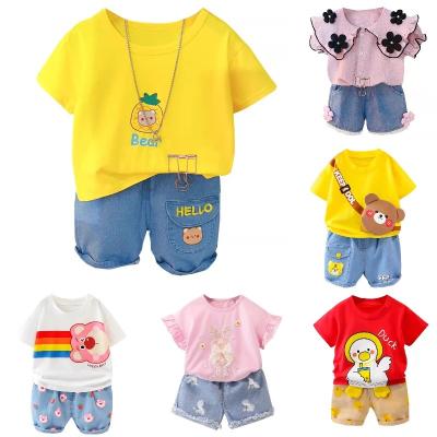 China Two-piece thin section girl's clothes baby summer T-shirt suit summer top casual girls' clothing set summer children's clothing for sale