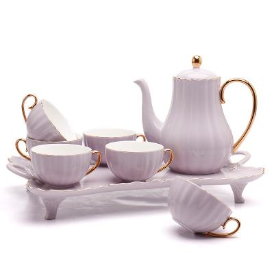 China Best Viable Selling Stylish Ceramic Drinking Ware Coffee Afternoon Tea Mug Set With Teapot for sale