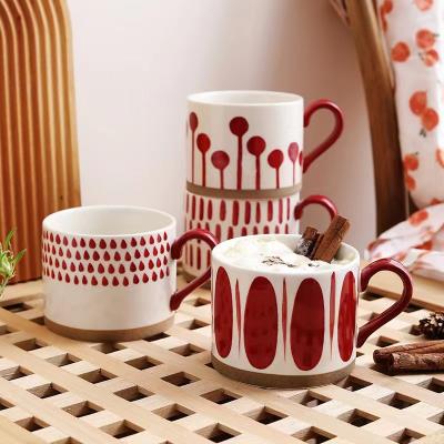 China Viable Simple Ceramic 450ML Coffee Mug With Handle Christmas Gift Mug Porcelain Christmas Decoration for sale