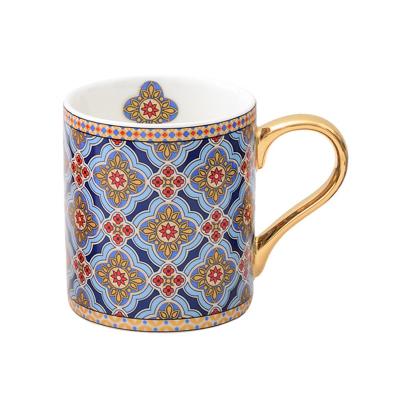 China Moroccan Ceramic Cup Office Cup Water Viable Gold Style Breakfast Home Milk Mug for sale