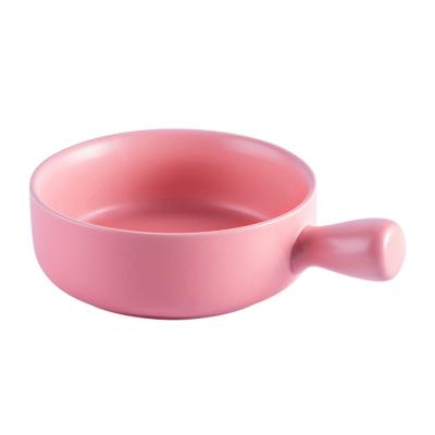 China Viable Wholesale Bulk Price Ceramic Baking Dishes Plate With Handle Steak Pasta Bakeware Ready To Ship for sale