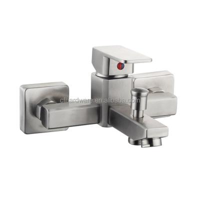 China With SUS304 Bathroom Wall Mounted Guangzhou Stainless Steel Hot And Cold Water Faucet Tub Shower Mixer Lead Free Square Valve Sliding Bar for sale