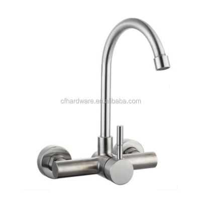 China Guangzhou Supplier Cheap Wall Mounted Thermostatic Mixer Tap Wall Mounted Stainless Steel Kitchen Sink Faucets Hot And Cold Water Faucet for sale