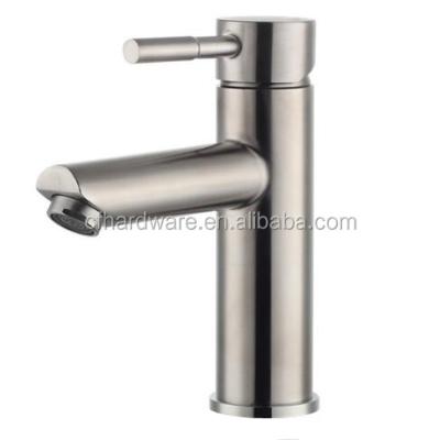 China Laser Print Logo Deck Mounted Hot Cold Water Tap Thermostatic SUS304 Stainless Steel Bathroom Basin Mixer Tap Faucets For Hotel Restaurant for sale