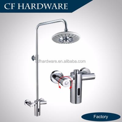 China With Automatic Slide Bar Bathroom Shower Faucet Rainfall Shower Head And Hand Spray Shower Set for sale