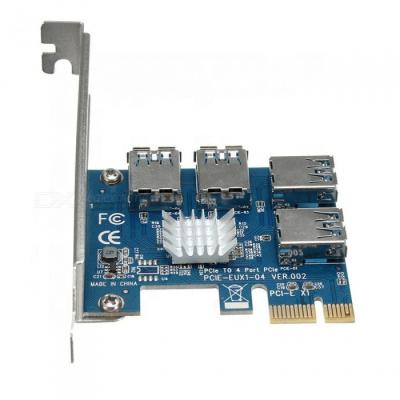 China Riser Card PCI-E Adapter 1 Turn 4 PCI Express Slot 1x To 16x USB 3.0 Riser Card PCIe Special Converter Approx 12.8cm x 4.2cm x 1.0cm for sale