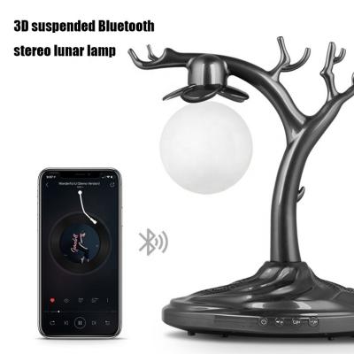 China New Design ABS/PP 2021 Magnetic Levitation Sound Moon Antique Tree Suspended Speaker Floating 3 D Print Moon Gift for sale