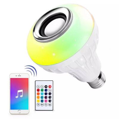 China Residential RGB LED Light Bulb 9w 7w E26 E27 Base RGB Wireless Multicolor Remote Control Radio Led Smart Bulb With Speaker for sale