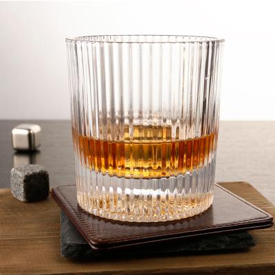 China NOVARE Whiskey Stocked Mug 310ml Crystal Vertical Stripe Drinking Glass for sale