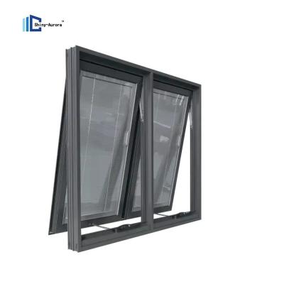 China Hurricane Proof Vertical Opening Window Aluminium Chain Winder Awning Window With Louvres for sale