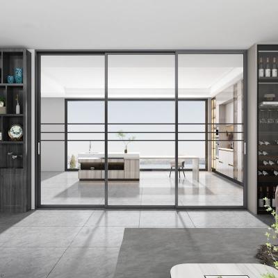 China Black Aluminum Sliding Glass Door for sale