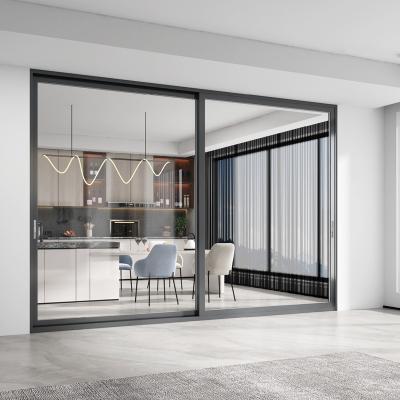 China Sleek Aluminium Sliding Doors 2mm Horizontal Opening Frame Sliding Glass Door for sale