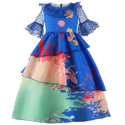 China Spring Flare Color Contrast Design Lovely Sleeve Children Breathable O-Neck Princess Dress for sale