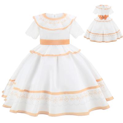 China New Style Summer Size Breathable Bow Ceremony Children's White Short Sleeve Fluffy Dress for sale