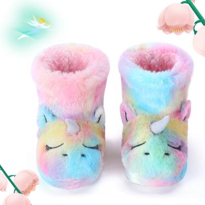 China Warm Soft Comfortable Cute Plush Cartoon Massage Animal Slippers Non-slip Winter Bedroom Rejects Bedroom Indoor Shoes For Kids for sale