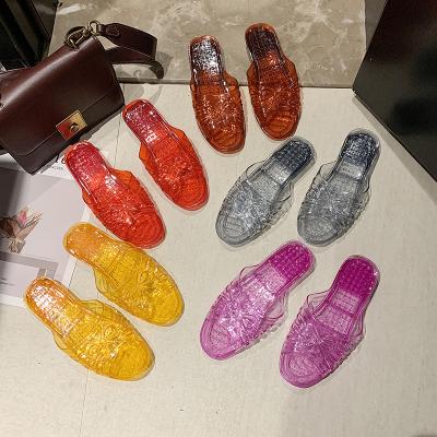 China Breathable Summer Household Freeze Transparent Crystal Soft Bottom Non-slip Plastic Women's Slippers for sale