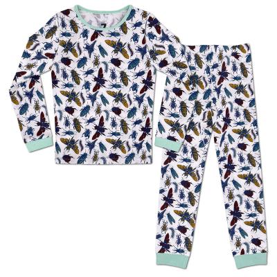 China Fashion New Breathable Kids Printed Cartoon Logo Print Long Sleeve Pajamas Cotton Sleepwear Sets for sale