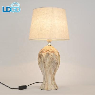 China Modern Chinese Fancy Modern Style Porcelain Fabric Ceramic White Beige E14 Lamp Shade Led Hotel Table Lamp for sale