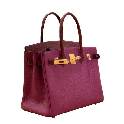 China Fashion summer choose color precious leather equating dress bag purple crocodile alligator and Togo mixed luxury elegant lady for sale