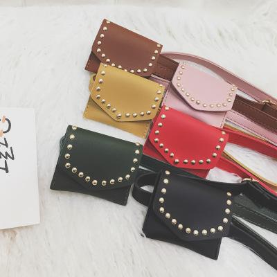 China Rivet Square Bag Fashion Children's Purses Mini Bag Korean Single Shoulder Children Waist Bag for sale