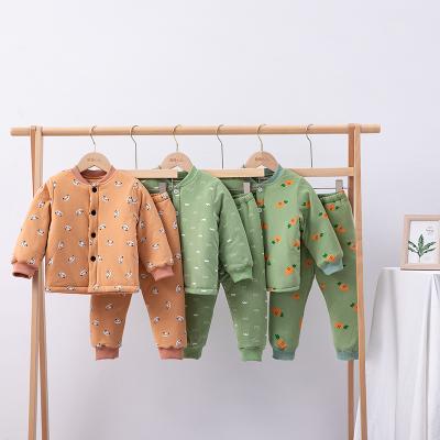 China Casual Hot Selling Children Thickened Pajamas Suit With Two Pieces Of Cotton Hot Cartoon And Staple for sale