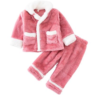 China New Arrival Thermal Flannel Double Side Warm Long Sleeve Pajamas Sets For Kids for sale