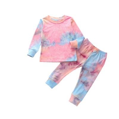 China 2020 QUICK DRY New Design Wholesale Rainbow Link Dyed Children Clothing Pajamas Suit For Autumn And Winter for sale