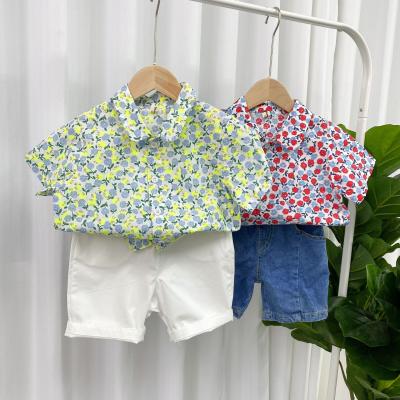 China Boutique Baby and Boys Style Cotton Flower Shirt Korean QUICK DRY Beach Tops Pretty for sale