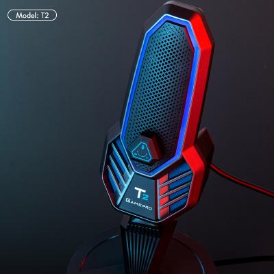 China Yanmai Best RGB Microphone USB T2 Light Condenser Gaming Microphone USB PC Game MIC for sale