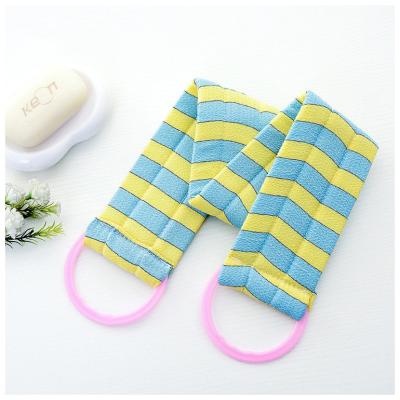 China EXFOLIATE Luma Exfoliating Back Scrubber& Exfoliating Back Sponge Belt Pad Bath Cloth With Handle for sale