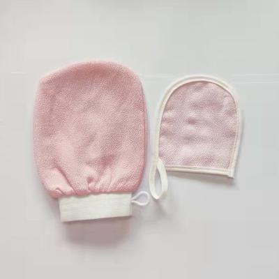 China EXFOLIATING Luma Slime Fiber Exfoliating Exfoliating Gloves Korean Bath Shower Scrub Gloves & Face Glove Pink Exfloating Mitt Set for sale