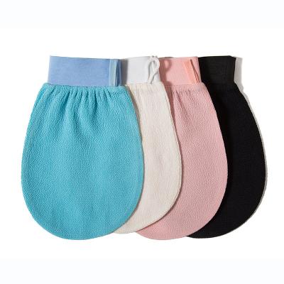 China EXFOLIATE Luma Double Layer Cotton Padded Natural Viscous Fiber Exfoliating Glove Kessa Scrub Dead Skin Remover For Body Scrub for sale