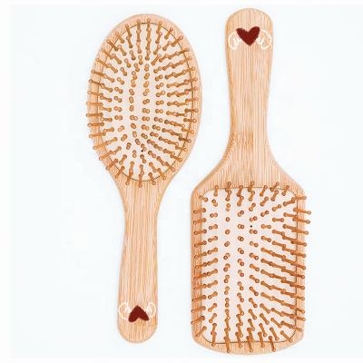 China Wholesale Custom Disposable Logo Natural Bamboo Anti Static Customized Long Handle Detangling Massage Air Paddle Bamboo Hair Brush for sale