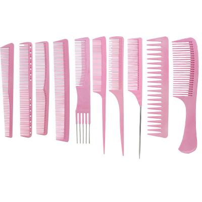 China Pink Disposable 10 Pcs Durable Straight Different Style And Functional Luxury Hair Comb Set For Professional Hairdresser To Trim Comb for sale