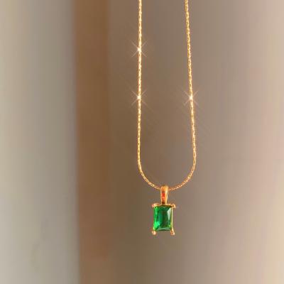 China New 2021 Dazan TRENDY Winter Gold Plated Customizable Emerald Zircon Necklace For Women Colorful Stainless Steel Snake Chain for sale