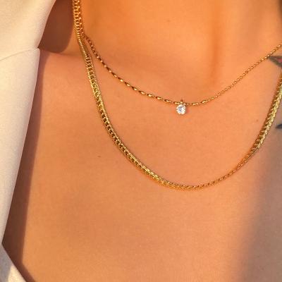 China New 2021 Dazan Trendy Trendy 24k Gold Plated Unique Design Stainless Steel Bright Color Preservation Snake Chain Necklace For Women for sale