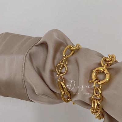 China Hiphop Heart Pendant Gold Plated Chain Bracelet Women Jewelry Aka To Charm Bracelet For Party for sale