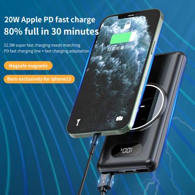 China Built In Cables Power Bank With Amazon 22.5W 10000mAh Led Lightweight Magnetic Power Bank For iPhone 12 Mini Pro Max Fast Charging Power Bank Built In Cables for sale