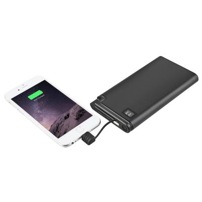 China Quick Charge Support 10000mAh Built In Type C Cable 2.4A Quick Charge Power Bank 18W QC 3.0 Bi-Directional Quick Charge Powerbank for sale