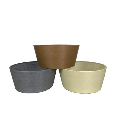 China Lines Flower Pot Ceramic Effect PP Plastic Flower Grain Pots for sale